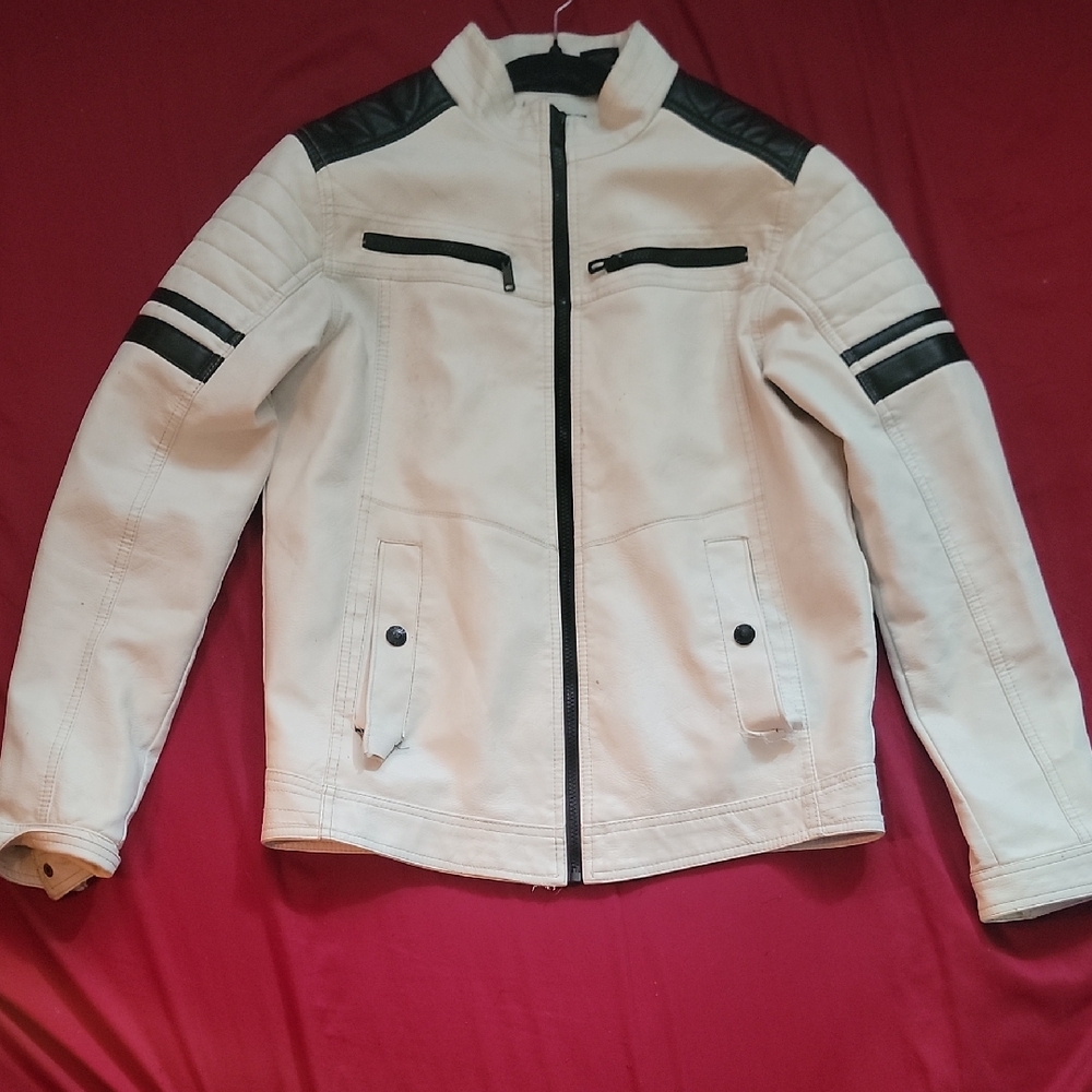 Men's White and Black Bomber Jacket